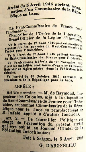 Commissaire de la République au Laos